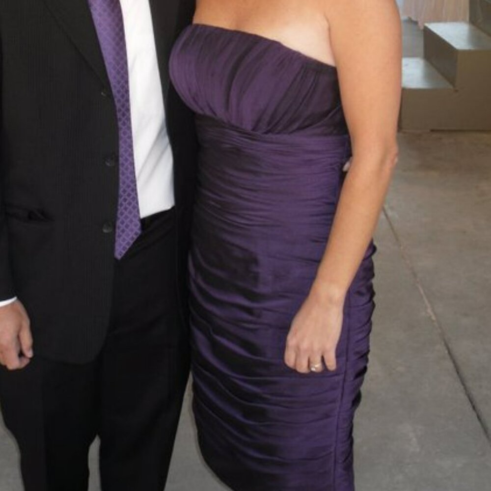 Bill Levkoff Strapless Ruched Chiffon Cocktail Dress